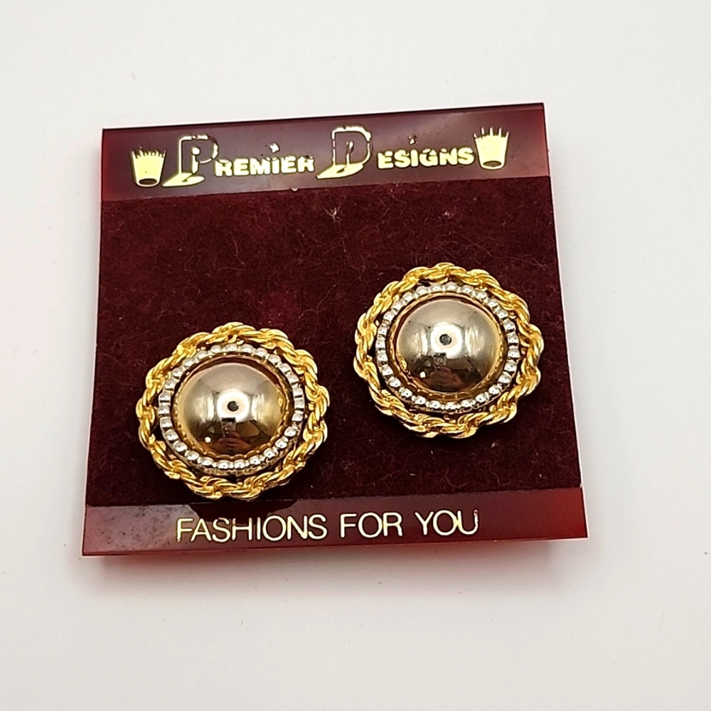 Vintage Premier Designs Gold tone Earrings NWT